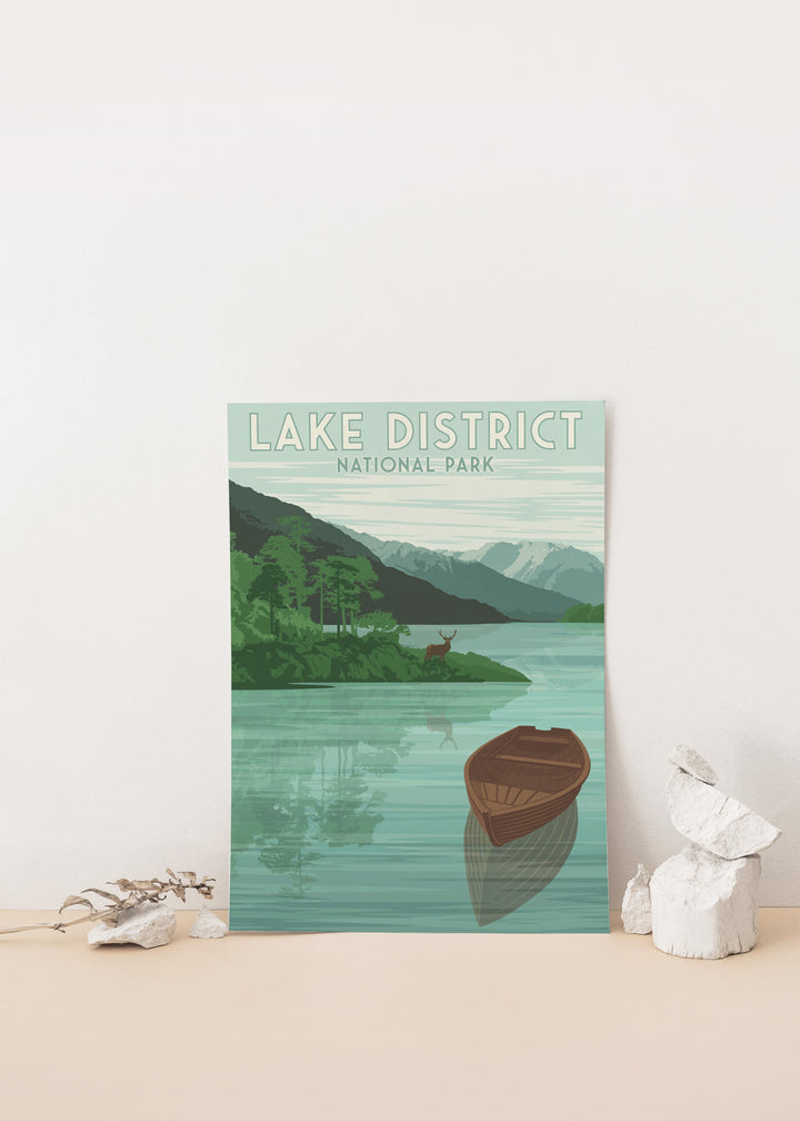 Lake District National Park Travel Poster Green