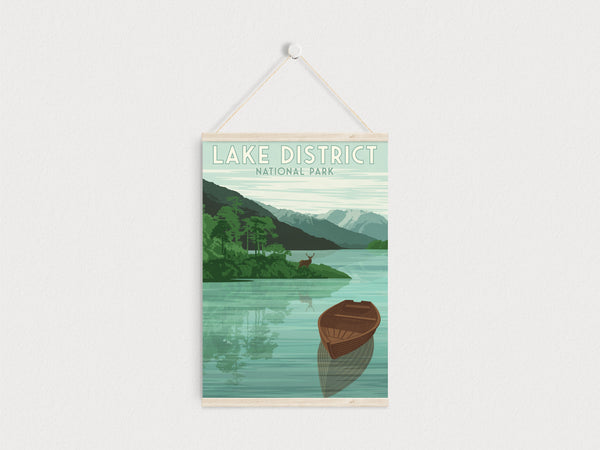 Lake District National Park Travel Poster Green