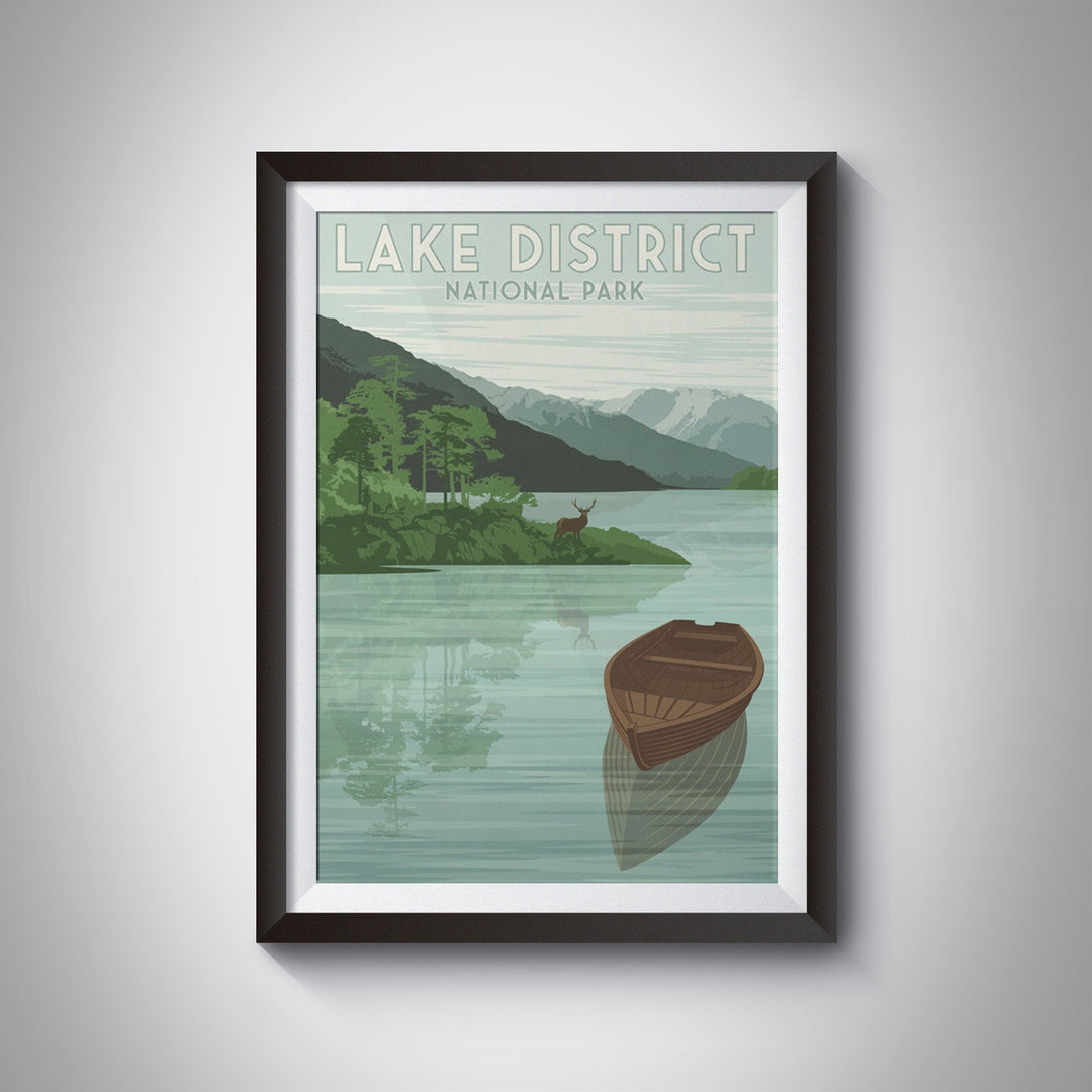 Lake District National Park Travel Poster Green