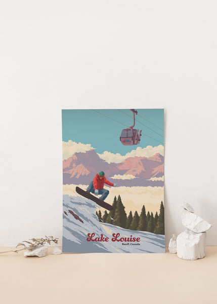Lake Louise Canada Snowboarding Travel Poster