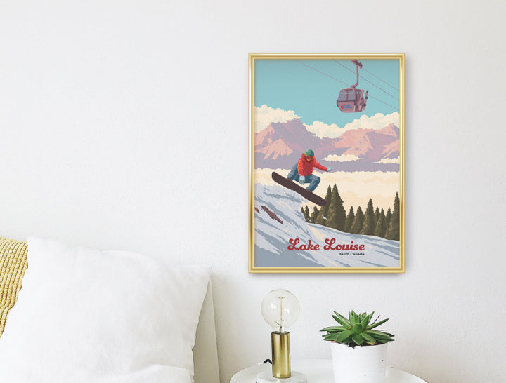 Lake Louise Canada Snowboarding Travel Poster