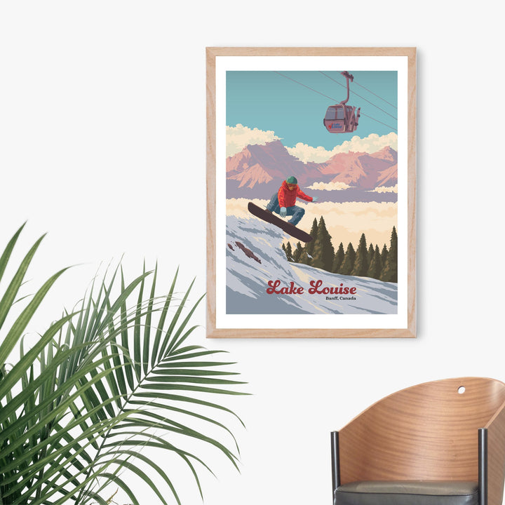 Lake Louise Canada Snowboarding Travel Poster