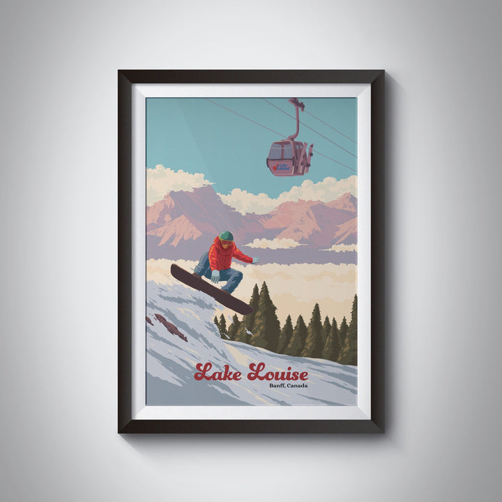 Lake Louise Canada Snowboarding Travel Poster