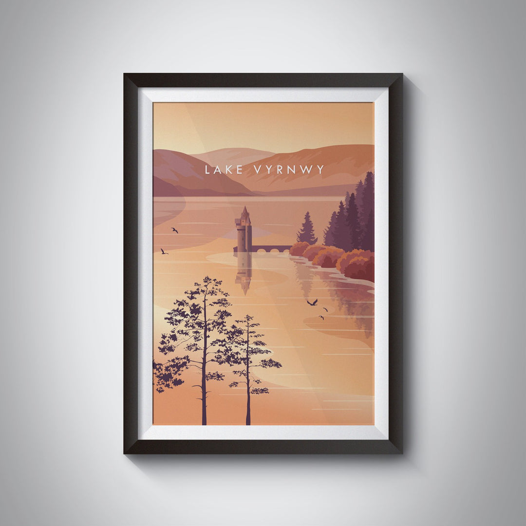 Lake Vyrnwy Powys Wales Travel Poster