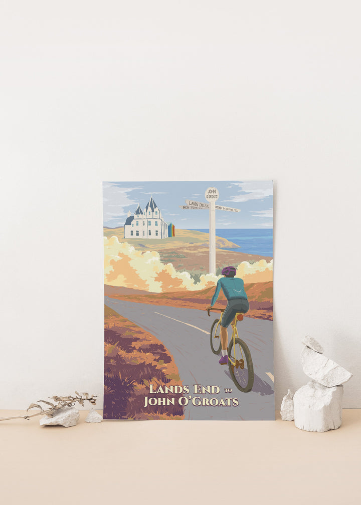 Lands End to John O'Groats Cycling Travel Poster