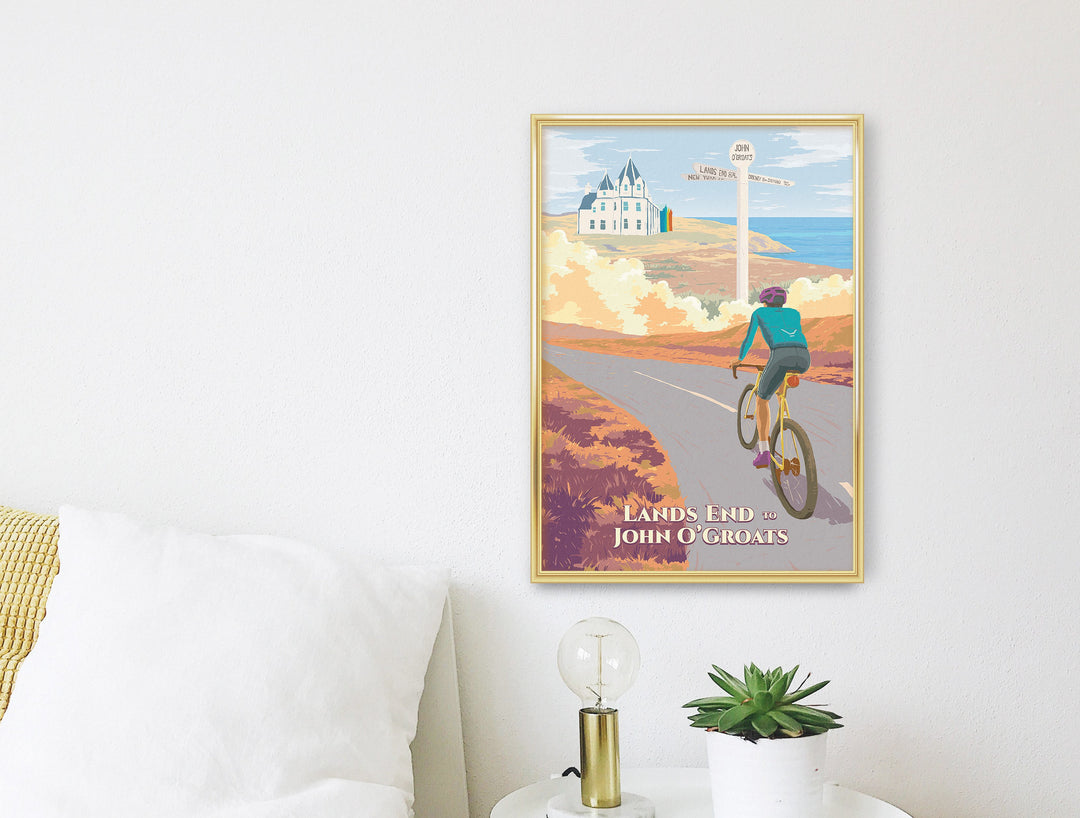 Lands End to John O'Groats Cycling Travel Poster