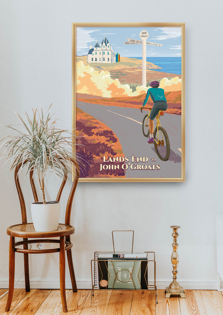 Lands End to John O'Groats Cycling Travel Poster