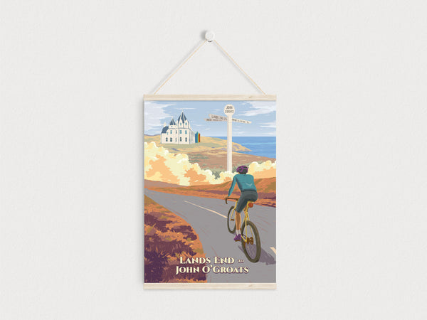 Lands End to John O'Groats Cycling Travel Poster