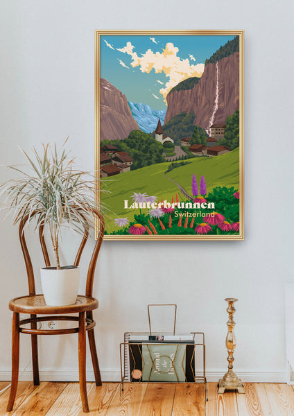 Lauterbrunnen Switzerland Travel Poster