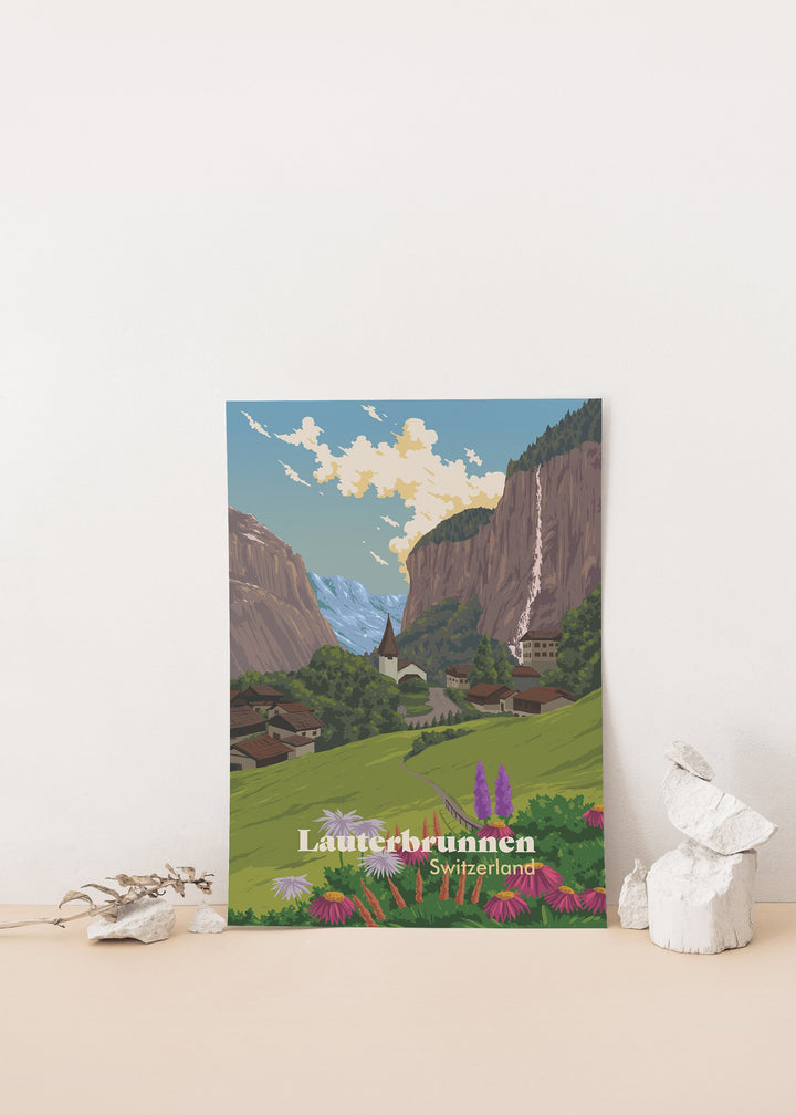 Lauterbrunnen Switzerland Travel Poster