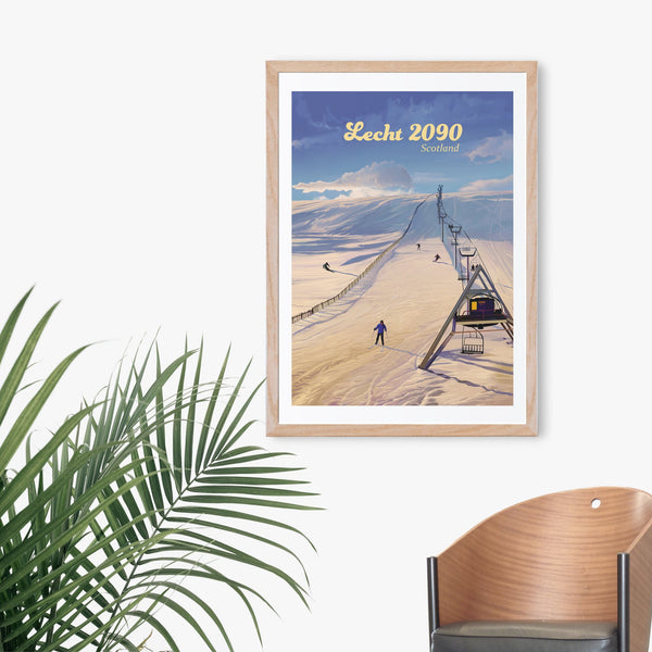 Lecht 2090 Scotland Ski Resort Travel Poster