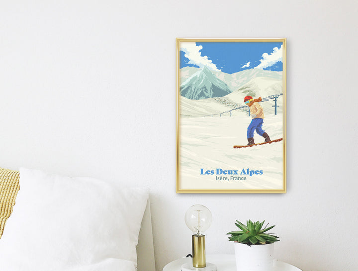 Les Deux Alpes Snowboarding Travel Poster