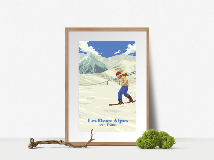 Les Deux Alpes Snowboarding Travel Poster