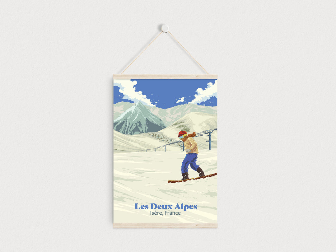 Les Deux Alpes Snowboarding Travel Poster