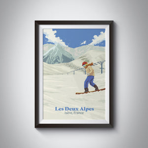 Les Deux Alpes Snowboarding Travel Poster