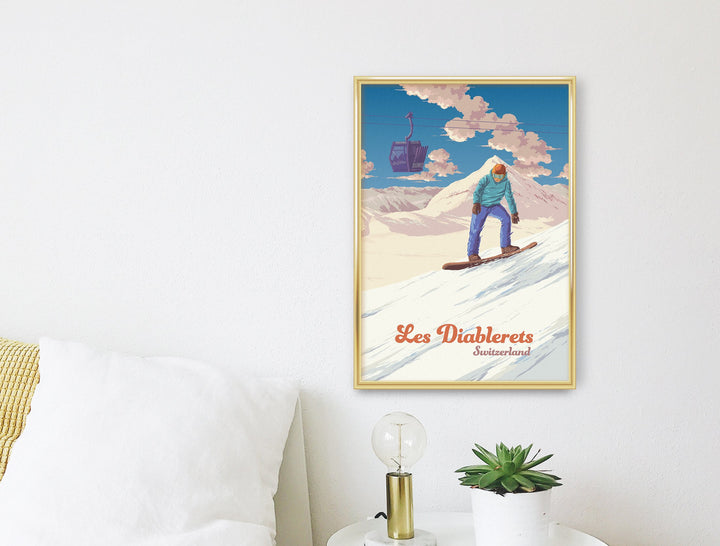 Les Diablerets Snowboarding Travel Poster