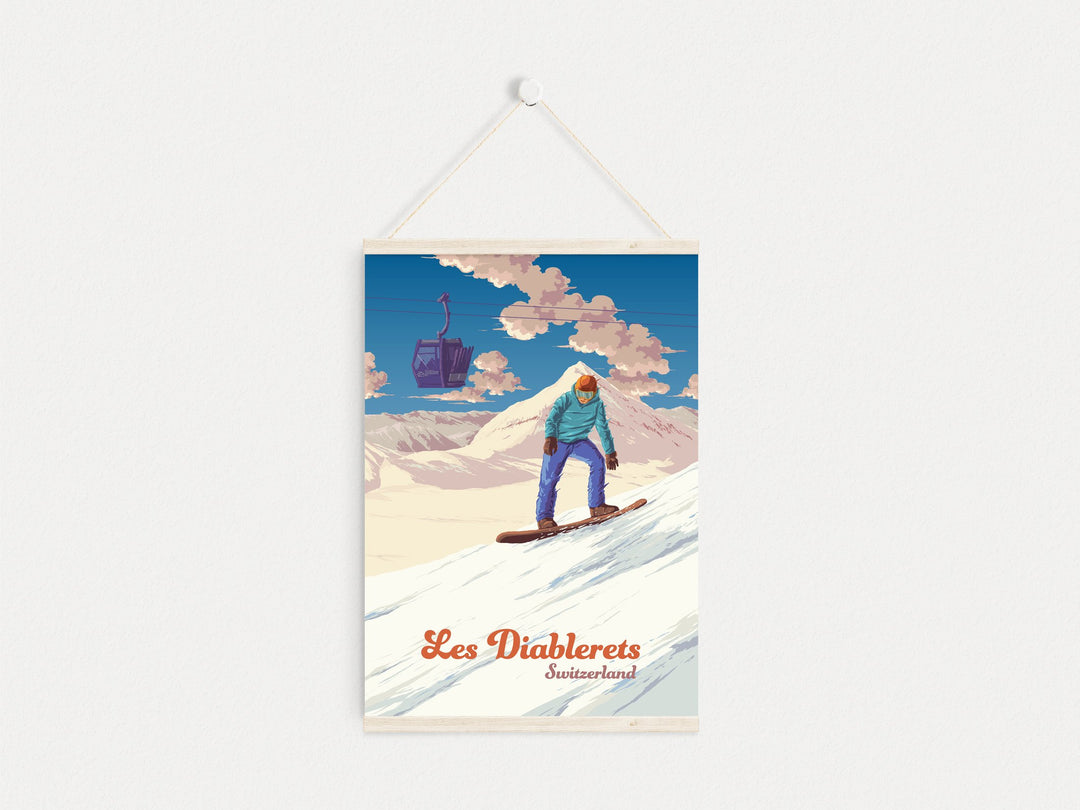 Les Diablerets Snowboarding Travel Poster