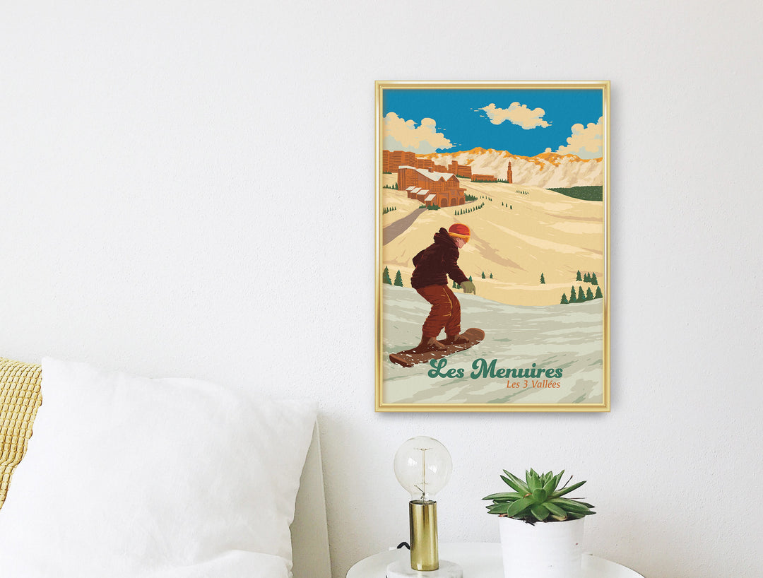 Les Menuires Snowboarding Travel Poster