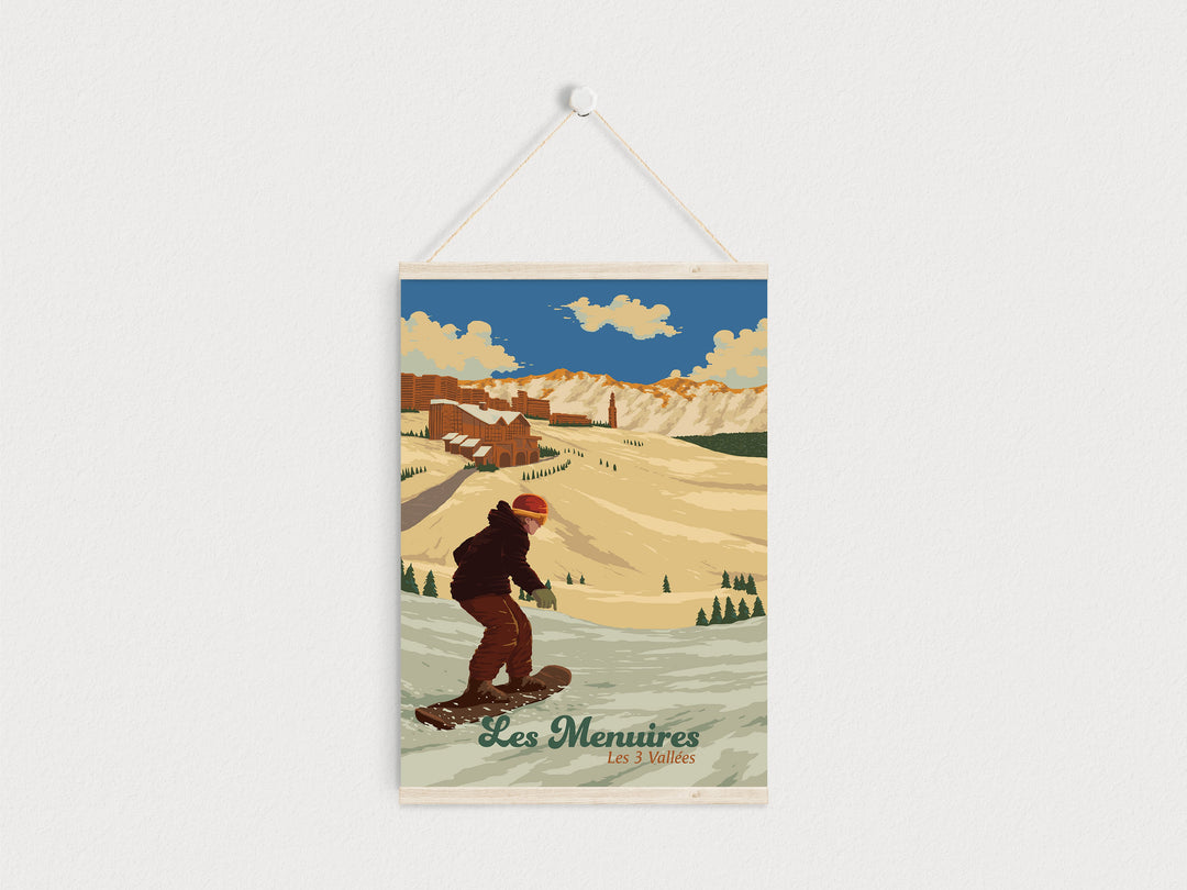 Les Menuires Snowboarding Travel Poster