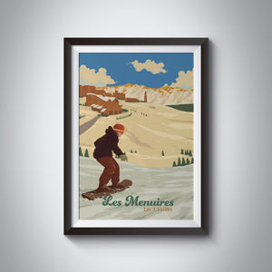 Les Menuires Snowboarding Travel Poster