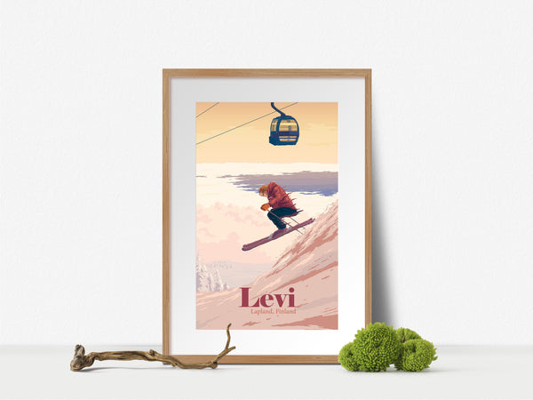 Levi Lapland Finland Ski Resort Travel Poster