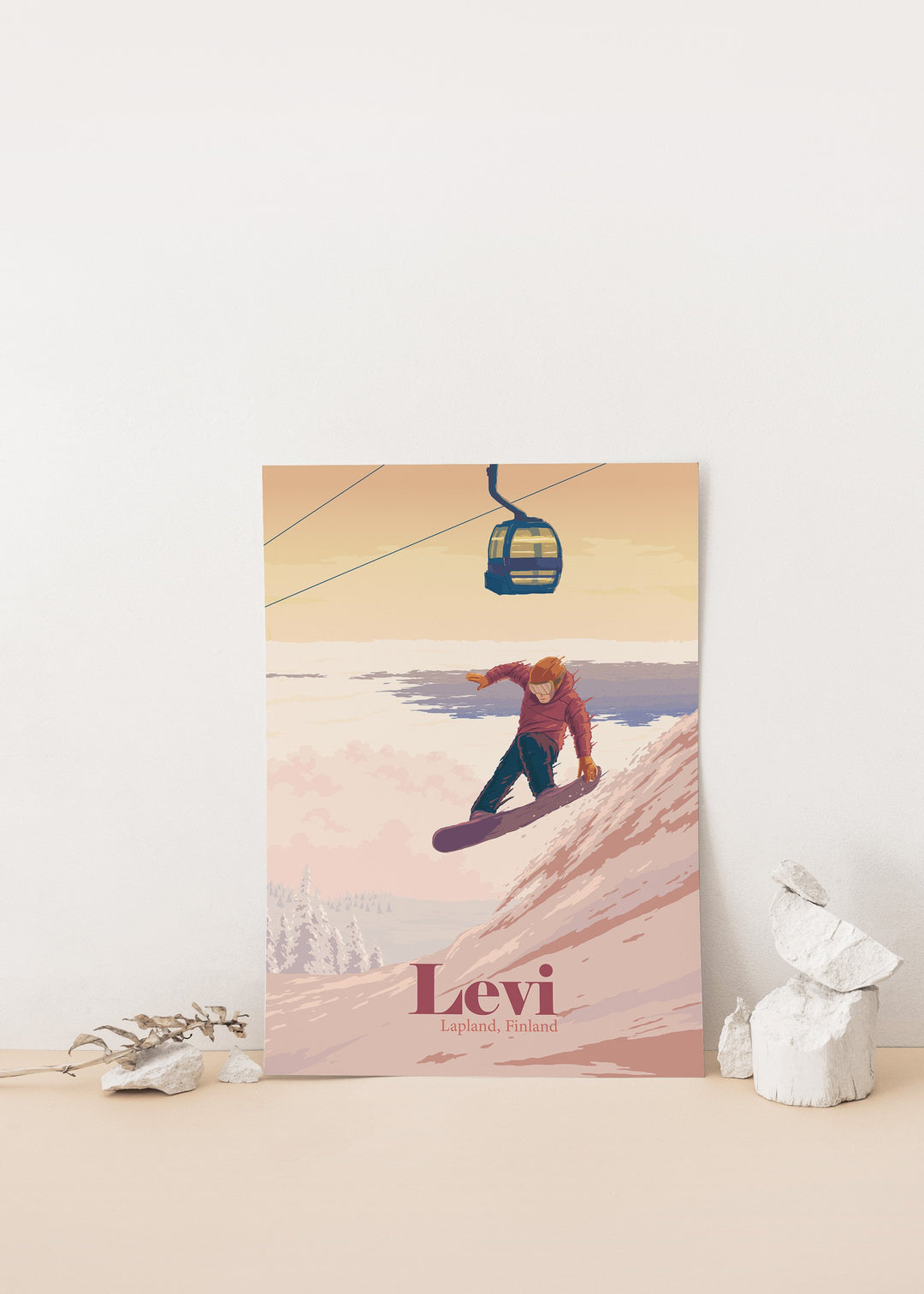 Levi Lapland Finland Snowboarding Travel Poster