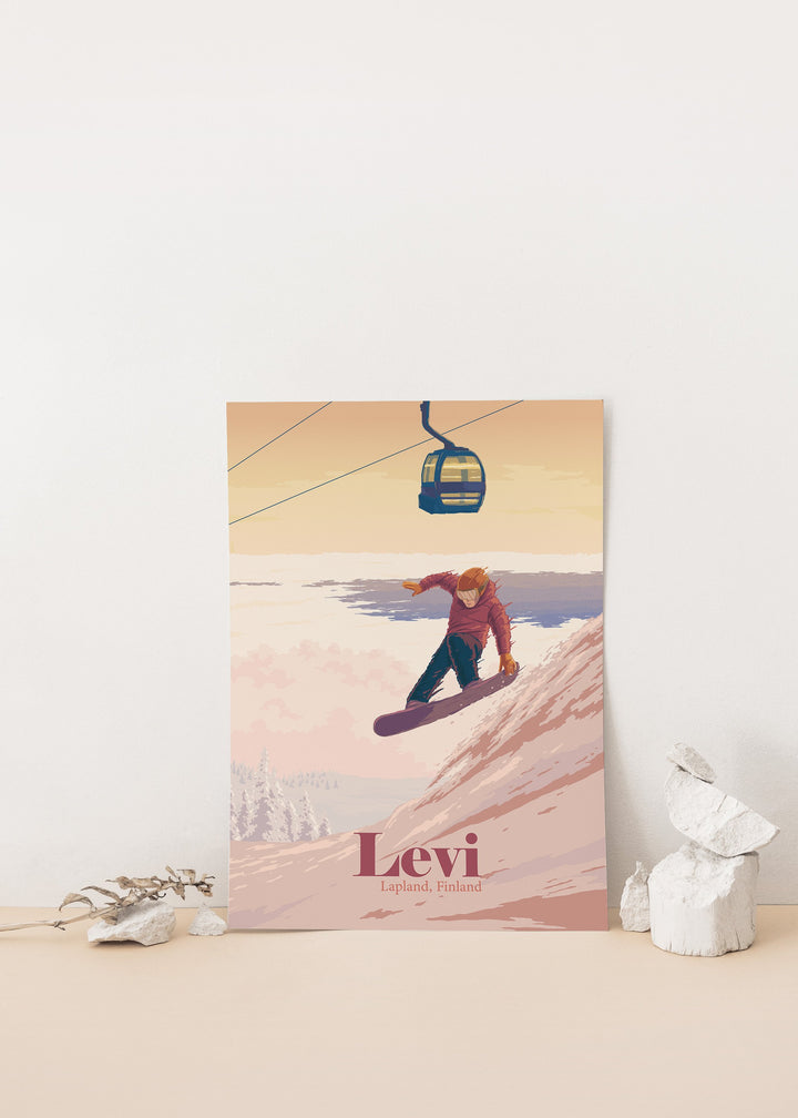 Levi Lapland Finland Snowboarding Travel Poster