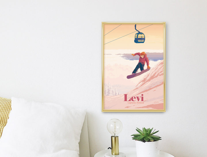 Levi Lapland Finland Snowboarding Travel Poster