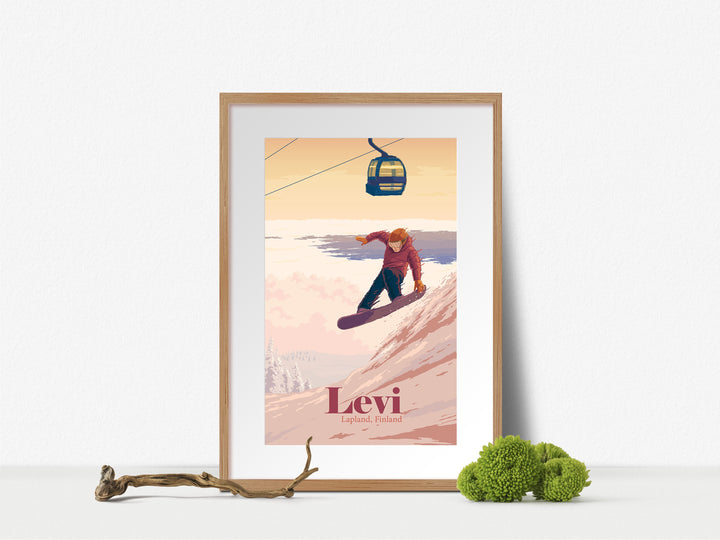 Levi Lapland Finland Snowboarding Travel Poster