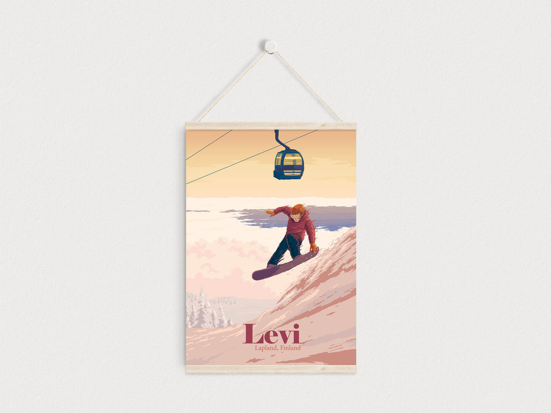 Levi Lapland Finland Snowboarding Travel Poster