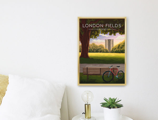 London Fields, Hackney London Travel Poster