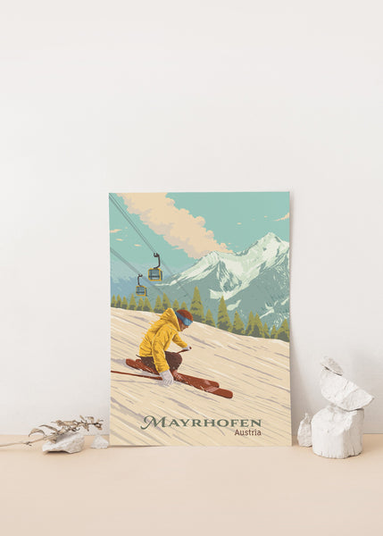 Mayrhofen Austria Ski Resort Travel Poster