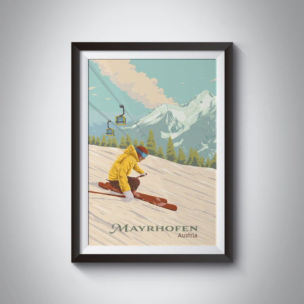 Mayrhofen Austria Ski Resort Travel Poster