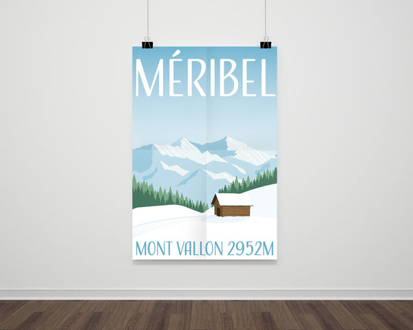 Meribel Minimalist Ski Resort Travel Poster
