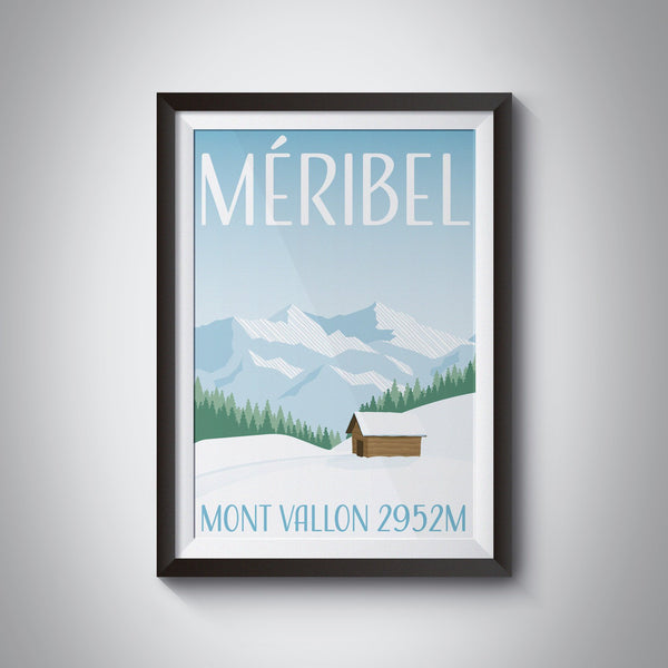 Meribel Minimalist Ski Resort Travel Poster