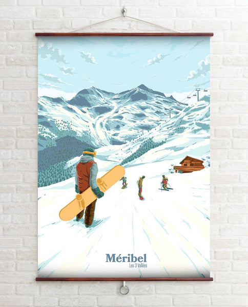 Meribel Snowboarding Travel Poster