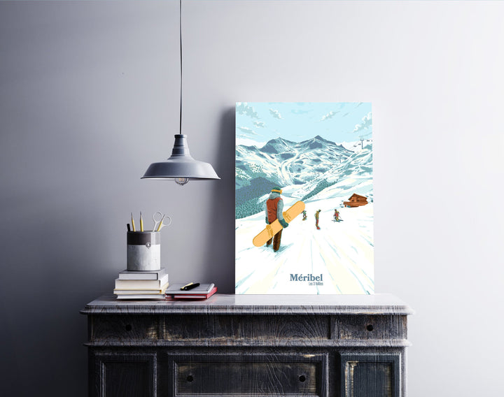 Meribel Snowboarding Travel Poster