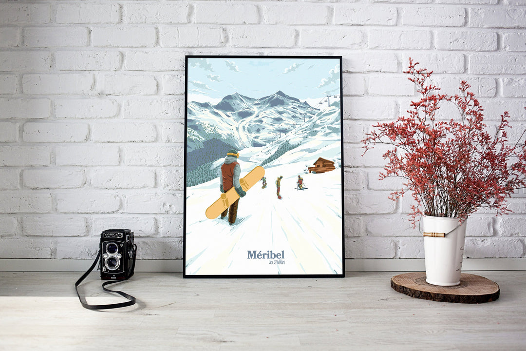 Meribel Snowboarding Travel Poster