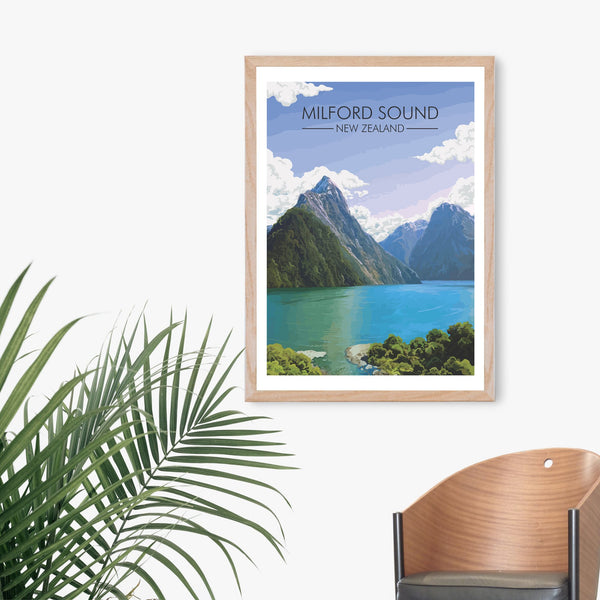 Milford Sound New Zealand Travel Poster
