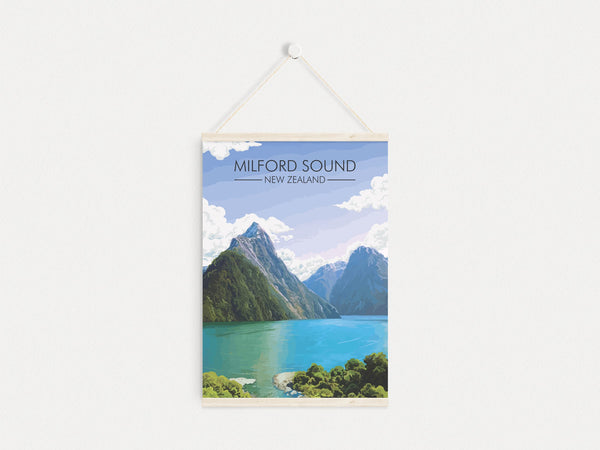 Milford Sound New Zealand Travel Poster