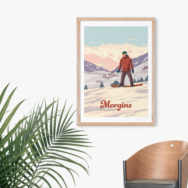 Morgins Switzerland Snowboarding Travel Poster
