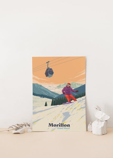 Morillon Snowboarding Travel Poster