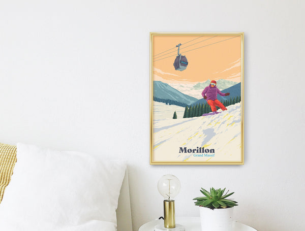 Morillon Snowboarding Travel Poster