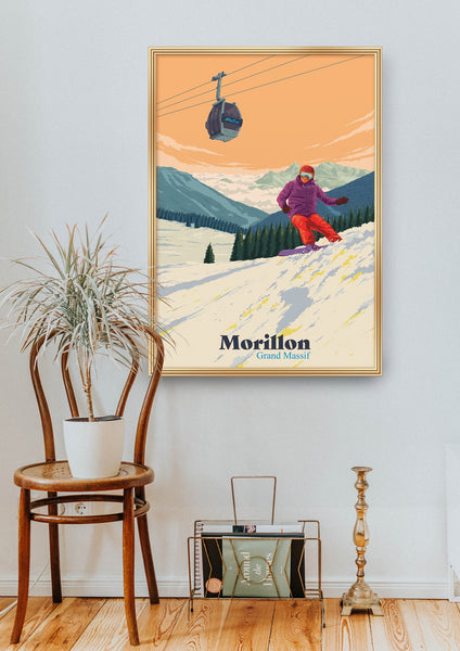Morillon Snowboarding Travel Poster