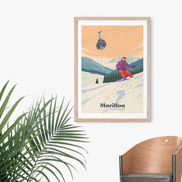 Morillon Snowboarding Travel Poster