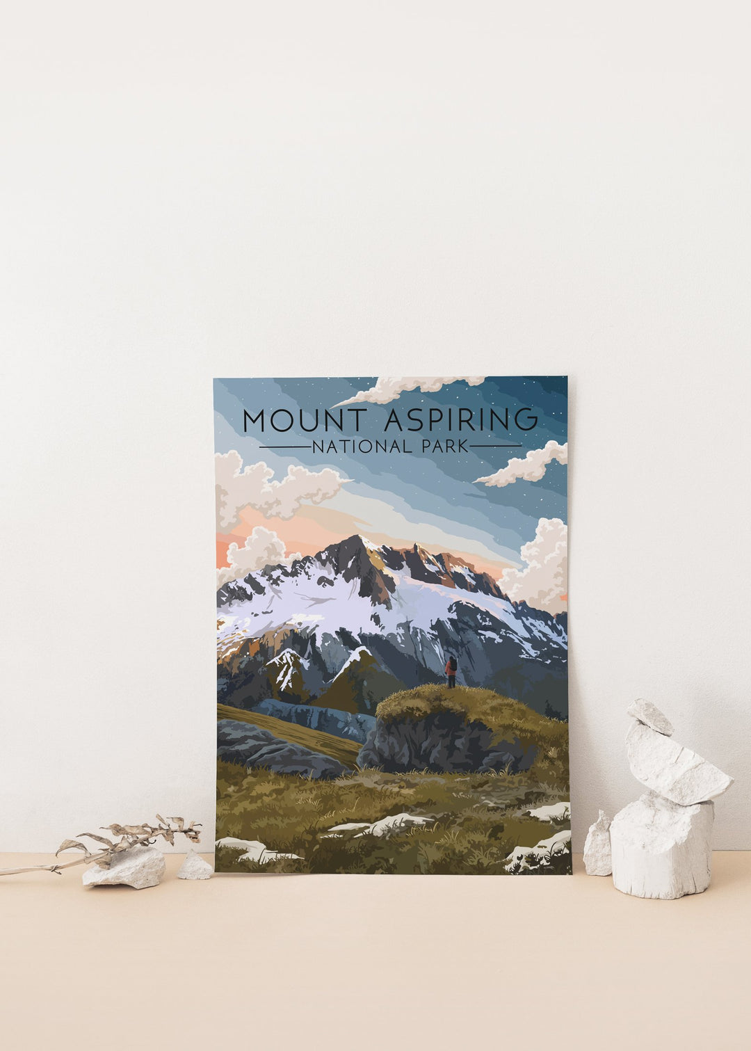 Mount Aspiring National Park New Zealand Travel Poster