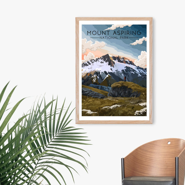 Mount Aspiring National Park New Zealand Travel Poster