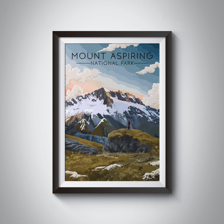 Mount Aspiring National Park New Zealand Travel Poster