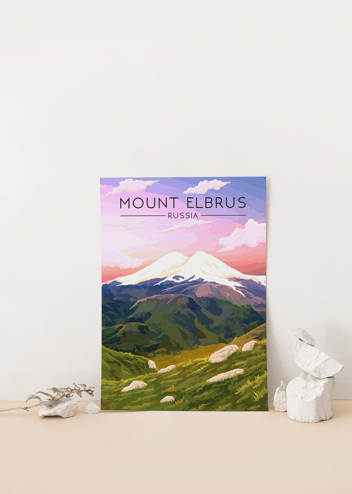 Mount Elbrus Russia Travel Poster