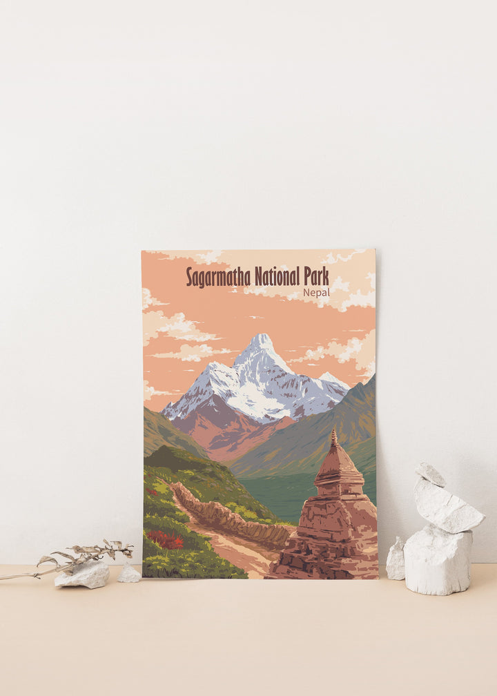 Mount Everest Sagarmatha National Park Nepal Travel Poster